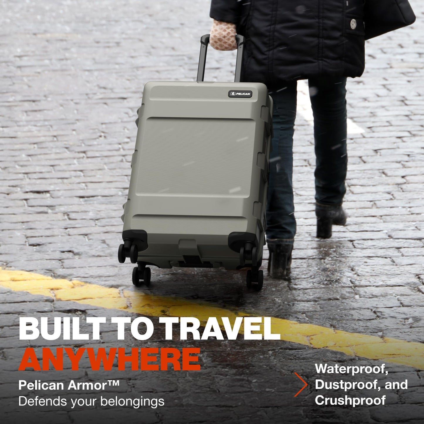 Pelican ATX Luggage Hard Case Luggage with Wheels - Waterproof Hardshell - Medium Size (25 Inch) Check-In Suitcase (Charcoal)