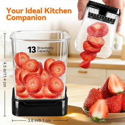 Skiennix Fruit Slicer Cup - Detachable Cutter for Quick & Safe Slicing | 2 Pack (Black & Red)
