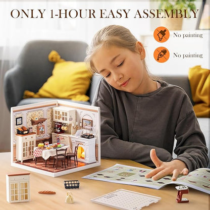 Rolife Super Creator-DIY Plastic Miniature House for Adults Mini Blocks Model Kit Building Set for Teens 8-12 DIY Crafts/Hobbies/Building Blocks Toys for Teens&ampAdults (Warm Dining Room)