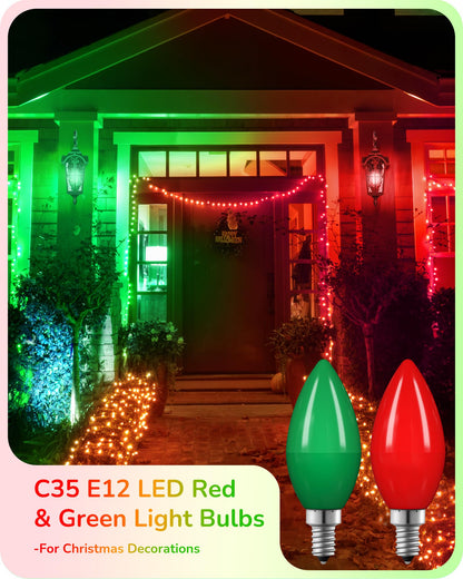 EDISHINE C35 Red Dimmable LED Light Bulbs, E12 Candelabra, 60W Equivalent, 6 Pack