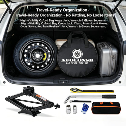 Afolonsh Spare Tire Kit Compatible with 2023-2026 Toyota Corolla Cross (Including Hybrid)| 145/85R18 Spare Wheel on 18x4 Rim 5x114.3 Bolt Pattern | Includes Car Jack Kit & Tire Carrying Case
