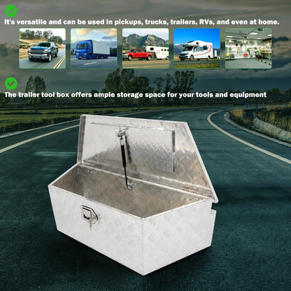 SCITOO 39 Inch Heavy Duty Truck Bed Tool Box,Aluminum Diamond Plate Crossover Storage for Most Full Size Pickups,Lockable Weatherproof Chest,Fits 39" Truck Beds,Easy Access to Load and Unload