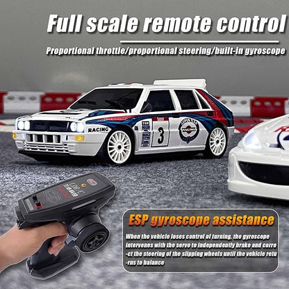 LDRC 2803PRO 1/28 Mini RC Drift Car GTR 2.4GHz 4WD RTR with Gyro and 4PCS Drift Tires Racing Radio Control Cars (White)