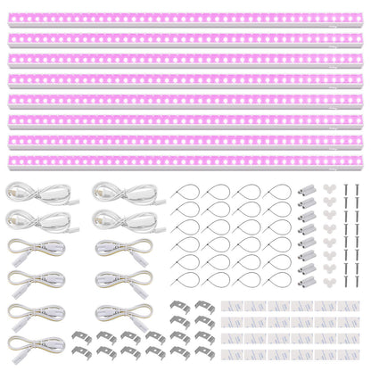 Barrina LED Grow Light Strip, Full Spectrum, 4ft 160W, 8-Pack,well-designed Aluminum, Pink