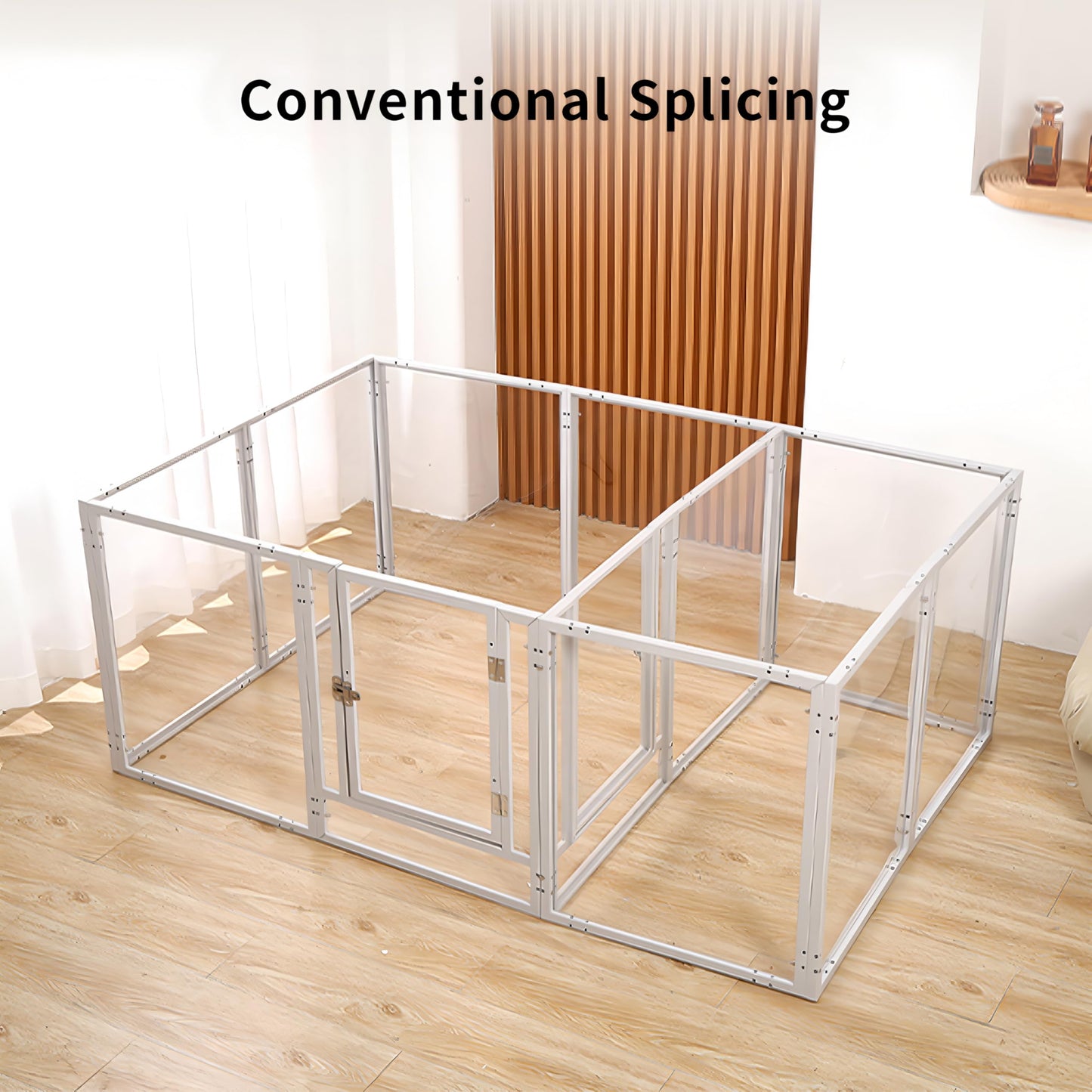 Clear Acrylic Dog Play Pen Indoor Pet Enclosure for Small Dogs & Cats, Outdoor Use with Door, Easy Assemble & Cleaning
