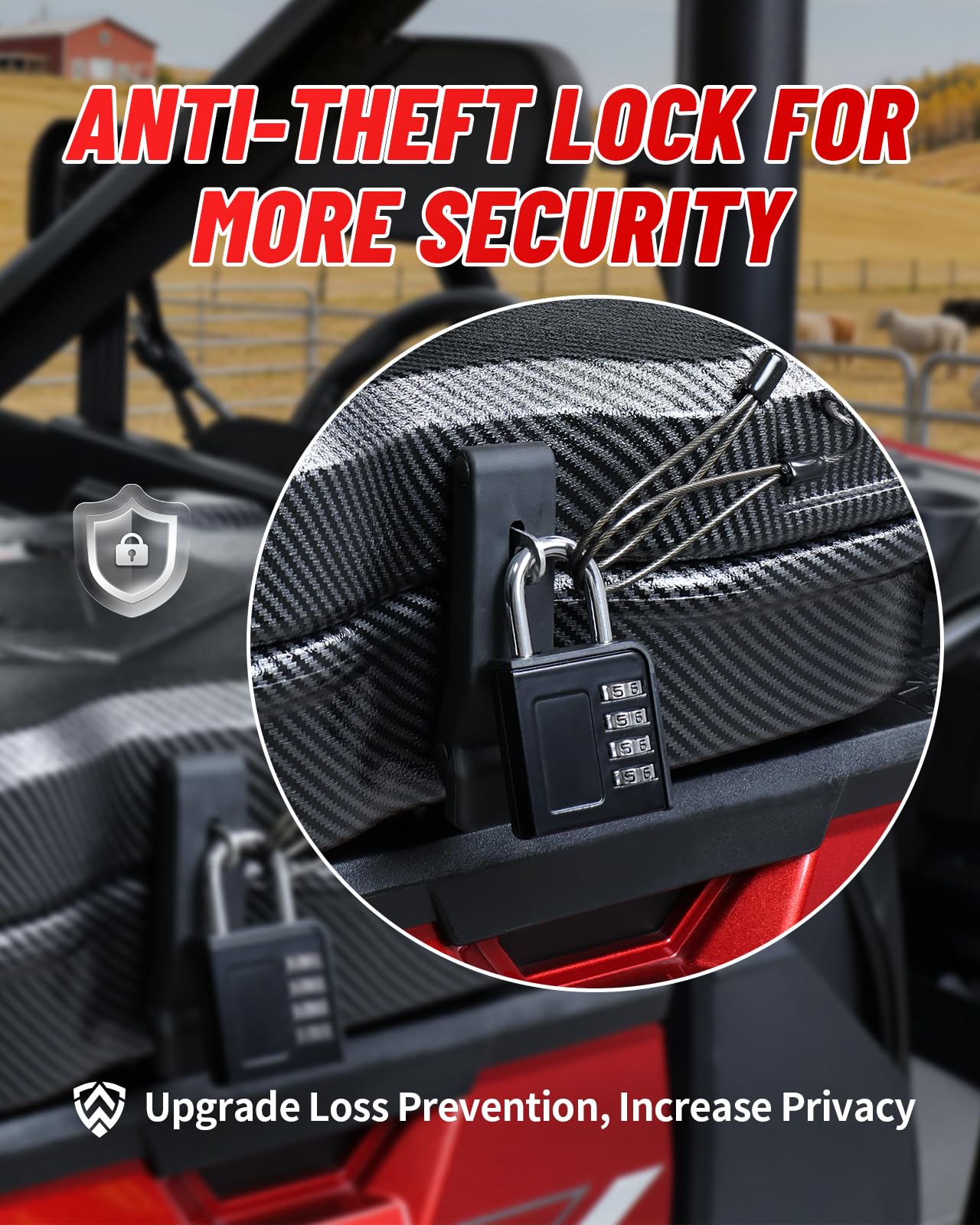 StarknightMT 24L Carbon Fiber Bed Storage Box, Lockable Off-Road Cargo Organizer Compatible with 2016-2026 Polaris Ranger 500/570/900/1000 XP & General 1000, Heavy-Duty