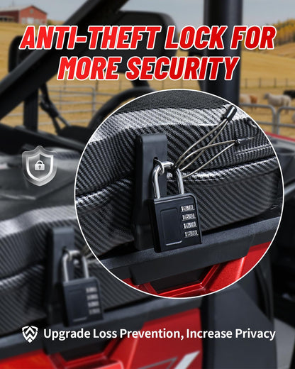 StarknightMT 24L Carbon Fiber Bed Storage Box, Lockable Off-Road Cargo Organizer Compatible with 2016-2026 Polaris Ranger 500/570/900/1000 XP & General 1000, Heavy-Duty