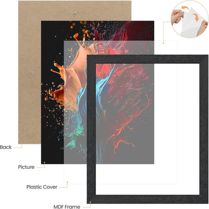 Upsimples 11x14 Picture Frame - Stylish Black Wall Gallery Frame Made of Engineered Wood | 1 Pack