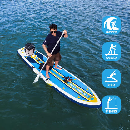 Tuxedo Sailor Large Size Inflatable Fishing Kayak 12'×34"×6" Ultra-Light Paddle Board, Stand Up Paddle Board Complete Accessories, Fishing Support Bases, Kayak Seat etc