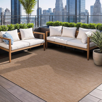 Beverly Rug Indoor Outdoor Rug 10x14, Washable Outside Carpet for Patio, Deck, Porch, Solid Modern Area Rug, Water Resistant, Jute Beige