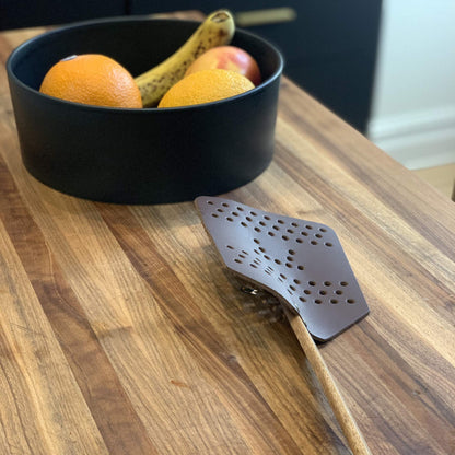 Outset Acacia Wood and Leather Heavy Duty, Extra Large Fly Swatter, Brown (Pack of 3)