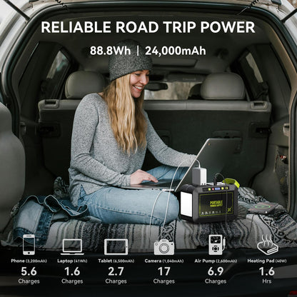 MARBERO 88.8Wh Solar Generator with 21W Solar Panel Included Portable Power Station 80W 110V 120W Max for Camping Outdoor Hiking Fishing Emergency