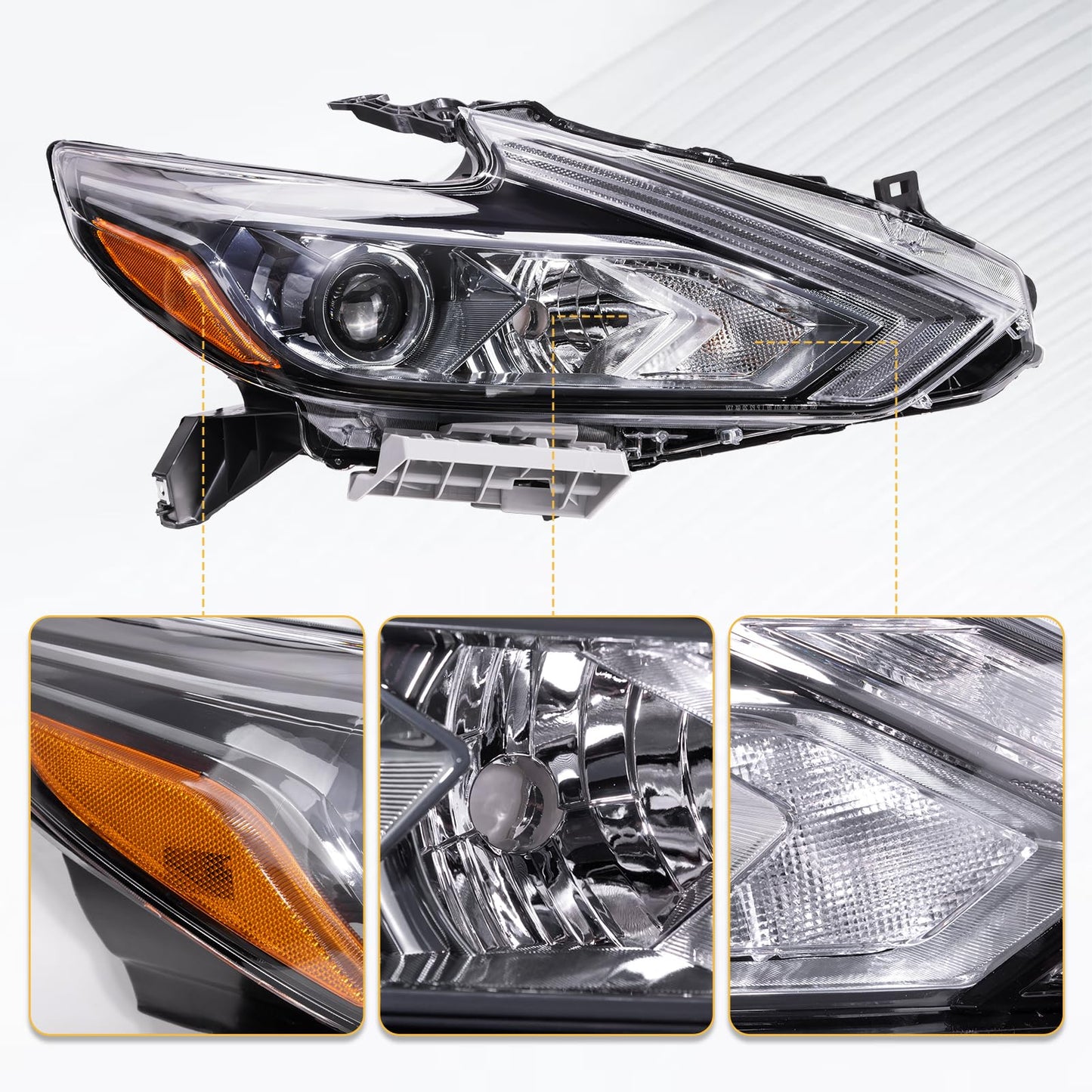 ShotFiled Halogen Headlights Compatible with 2016 2017 2018 Nissan Altima Headlamp w/o LED DRL Black Housing Headlight（Left Driver Side