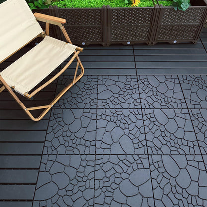 44-Pack Interlocking Deck Tiles, 12"x12" Stone Texture PP Waterproof Flooring, All-Weather Anti-Slip Patio Tiles for Indoor/Outdoor,Poolside, Garden, Balcony, Patio,Easy DIY Installation,Gray
