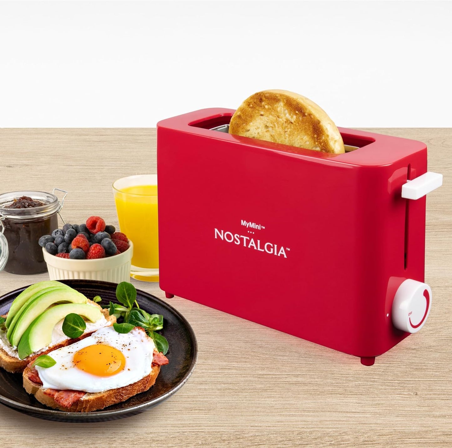 Nostalgia MyMini Single Slice Toaster - Compact Design with Adjustable Temperature & 1.25" Wide Slot | Red