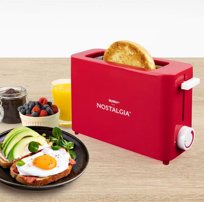 Nostalgia MyMini Single Slice Toaster - Compact Design with Adjustable Temperature & 1.25" Wide Slot | Red