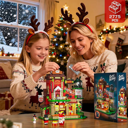 Christmas Factory Building Set with Light 2775PCS Christmas Village Decoration for Home Holiday House Kit with Rotating Xmas Tree Santa Advent Calendar 2025 for Adult Teen Boy Girls Gift Idea