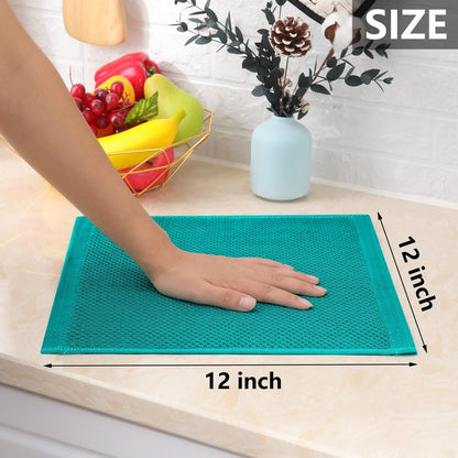 Homaxy 100% Cotton Waffle Weave Kitchen Dish Cloths, Ultra Soft Absorbent Quick Drying Dish Towels, 12 x 12 Inches, 8-Pack, Teal