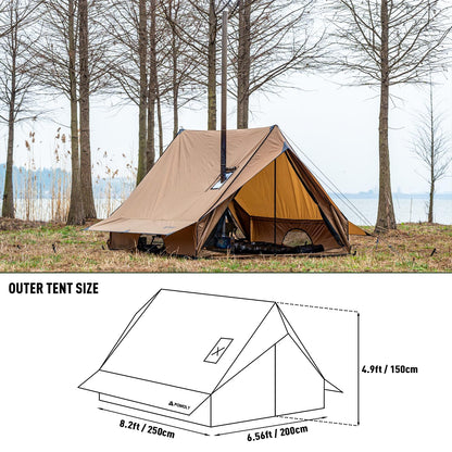 POMOLY Camping Hot Tent Cabin Tent, Chalet 70 Pro Portable Wall Tents with Stove Jack and Two Poles for 2-3 Person Hiking, Backpacking (M)