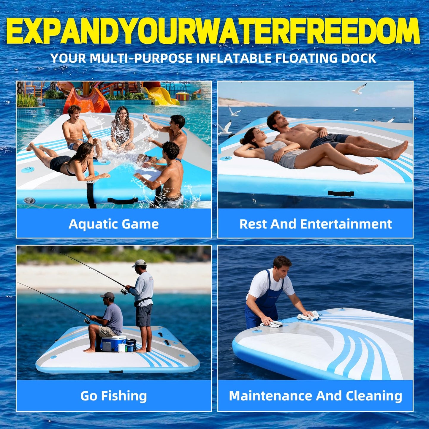 Generalman Inflatable Floating Dock, Air Dock Platform, Island Raft Mat, Swim Platform, Floating Island Raft – Thick & Extra‑Wide Non‑Slip Floating Platform with Portable Carry Bag