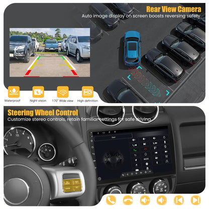 8 Core 6GB+128GB Car Radio for for Jeep Patriot Compass 2010-2016,10.2 Inch QLED Touch Screen Car Stereo with Carplay&Android Auto,WiFi,GPS Navigation,Bluetooth,FM&AM Radio,Android 15