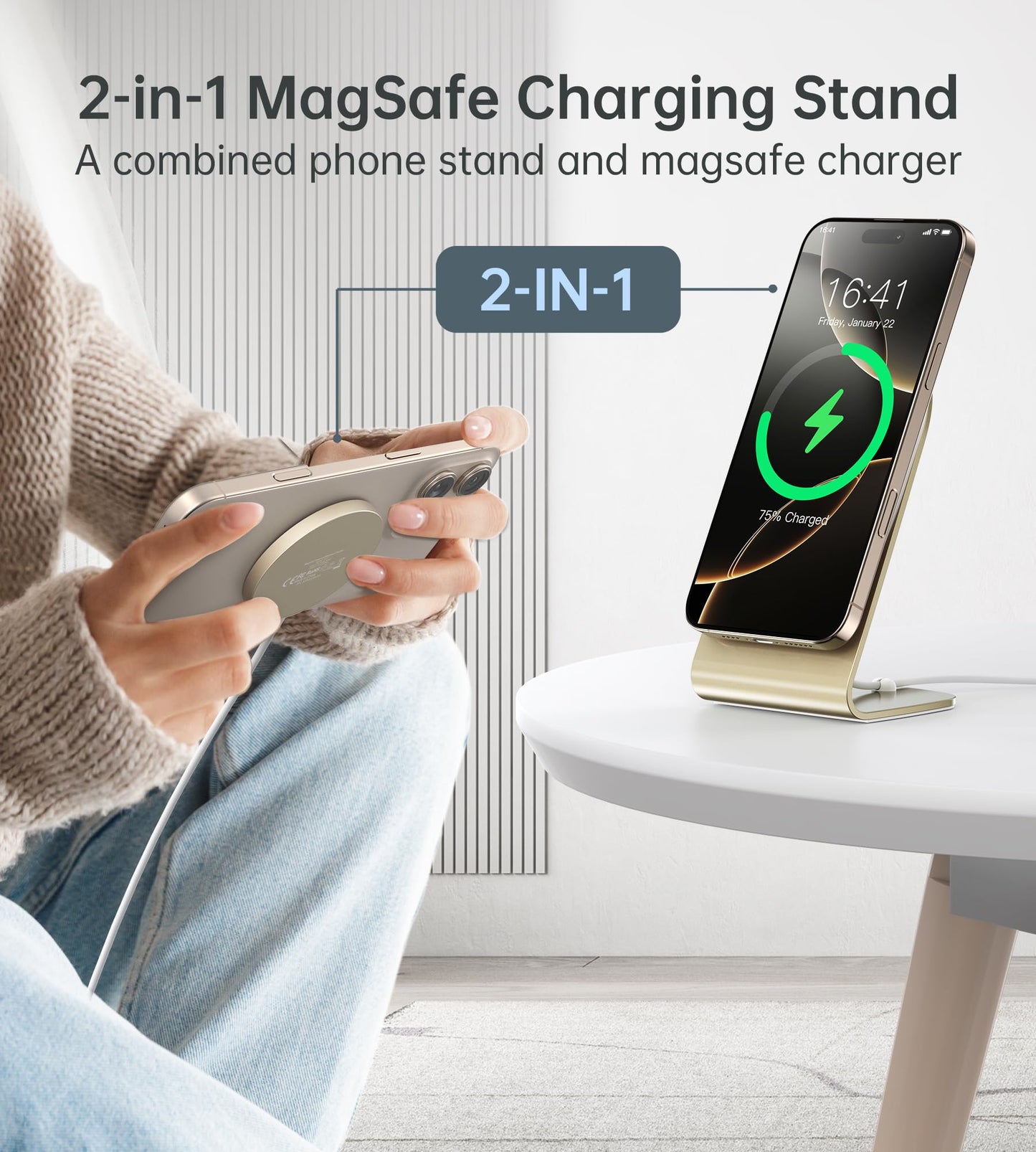 Magnetic Wireless Charger for iPhone 17/16/15/14/13/12 - Mag Charger+20W USB C Adapter, Fast Wireless Charging Stand/Pad with 5ft USB-C Cable for iPhone 17/16/15/14/13/12 Pro Max Plus Mini Air, Airpod