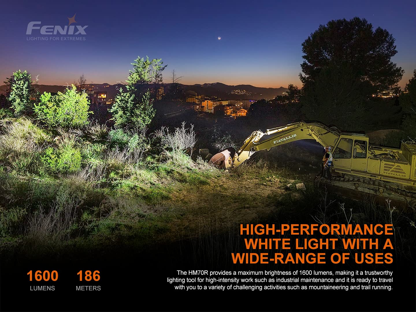 Fenix HM70R Headlamp, 1600 Lumen USB-C Rechargeable with White, High CRI and Red Beams and Lumentac Organizer