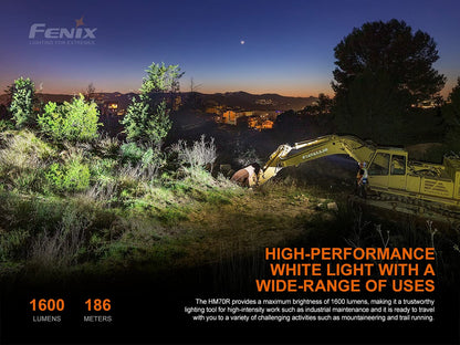 Fenix HM70R Headlamp, 1600 Lumen USB-C Rechargeable with White, High CRI and Red Beams and Lumentac Organizer