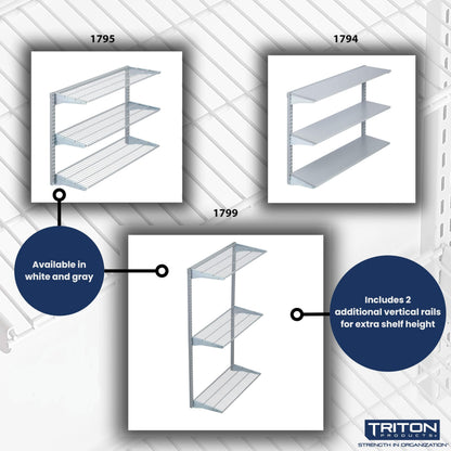 Triton Products 3 Tier Wire Shelving Unit for Home and Garage with 375 Lb Load Capacity 33" W x 63" H x 16" D (Gray)