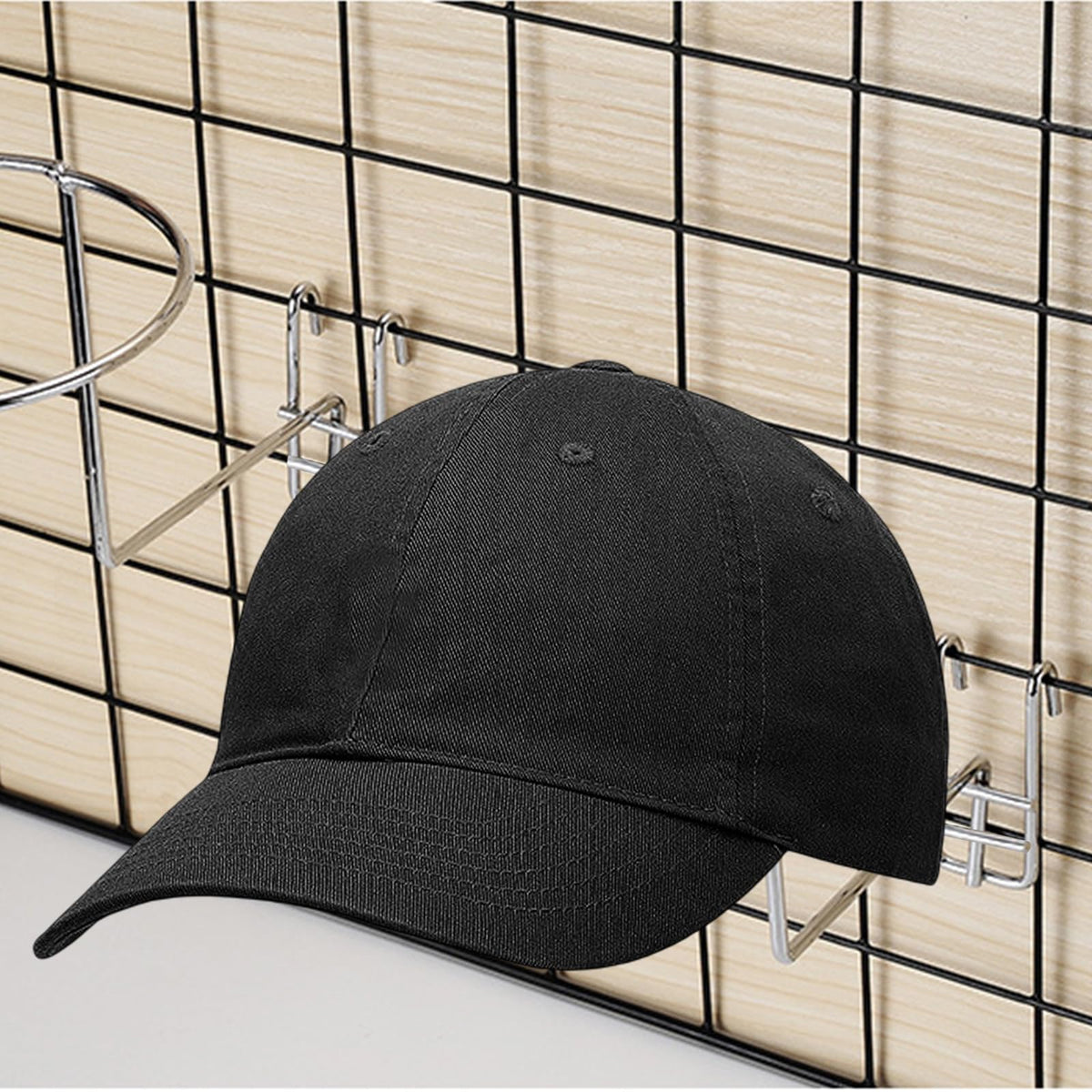 QoTang 6-Pack Hat Displayer - Metal Gridwall Rack with Hooks for Retail & Home