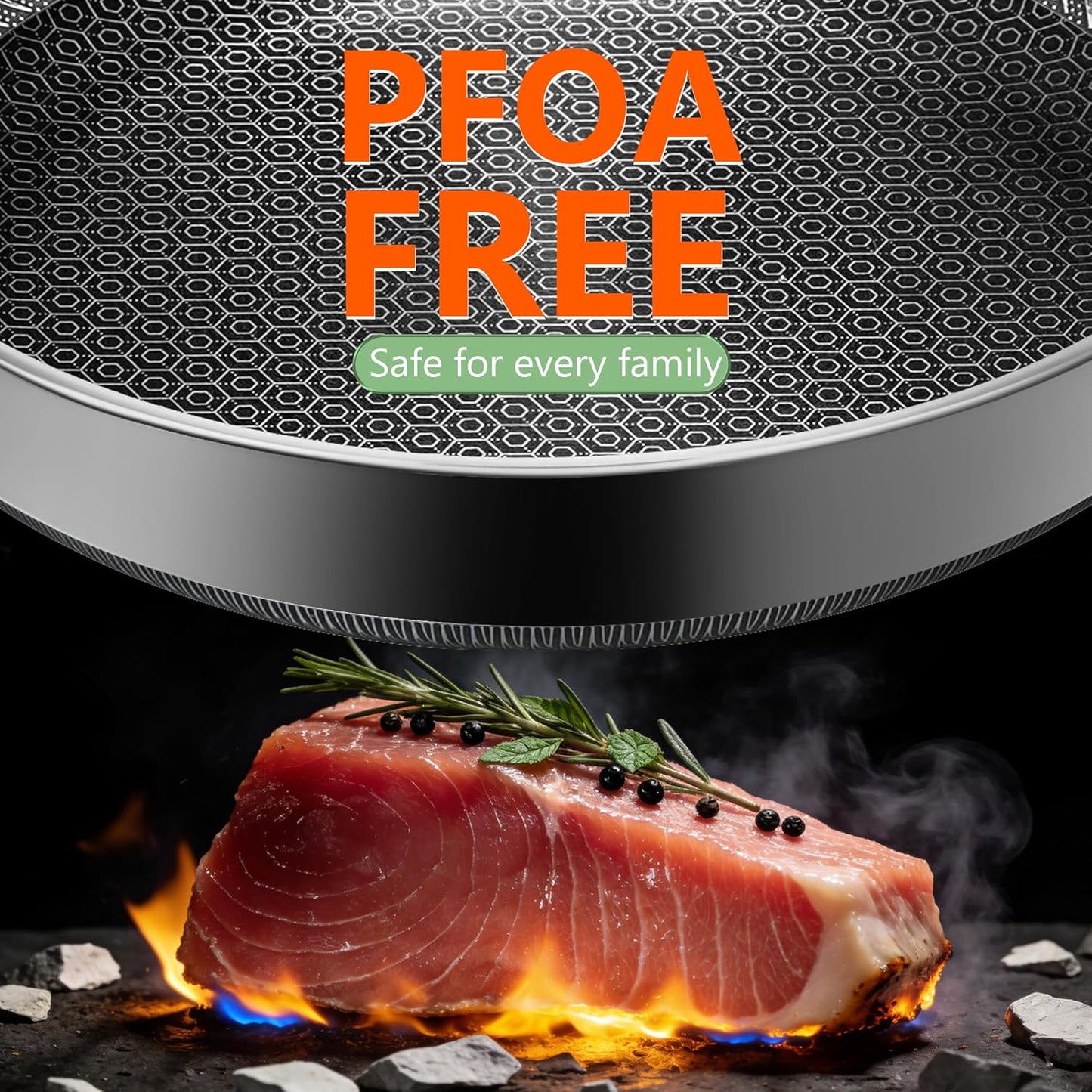 Skiennix Nonstick Frying Pan - 8-Inch Hybrid Skillet with Stay-Cool Handle | Dishwasher & Oven-Safe, PFOA Free