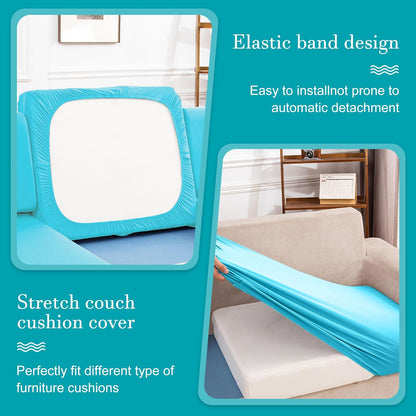 Skiennix 14-Piece Stretch Patio Cushion Covers - Washable & Reusable Outdoor Sofa Slipcovers | Sky Blue
