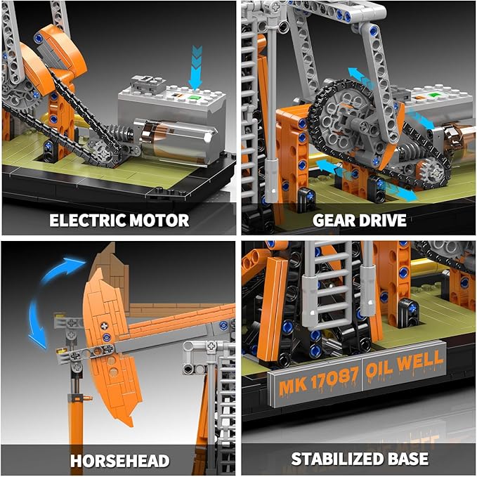 Mould King 17087 Oilfield Movable Building Sets Engineering Display Model with Battery &amp Motor Oil Source Technology Construction Blocks