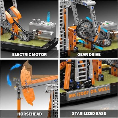 Mould King 17087 Oilfield Movable Building Sets Engineering Display Model with Battery &amp Motor Oil Source Technology Construction Blocks