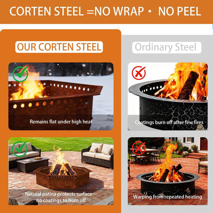 Decoroca Large Firewood Storage Rack Heavy Duty Smokeless Fire Ring – 40"