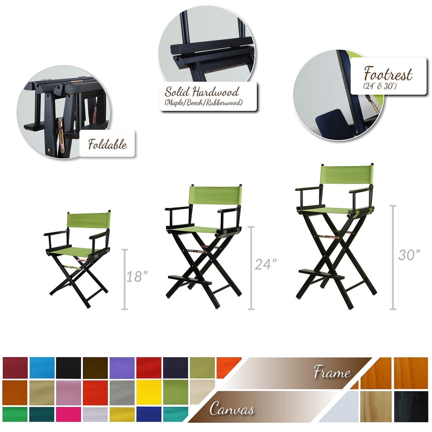 30" Director's Chair Black Frame-Orange Canvas
