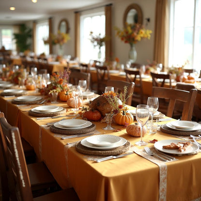 sancua 2 Pack Tablecloth Rectangular 60x102 Inch Light Brown, Thanksgiving Table Cloth Rectangle for 6 Foot Tables - Stain and Wrinkle Resistant Washable Polyester Cover for Fall Dining Parties Bronze