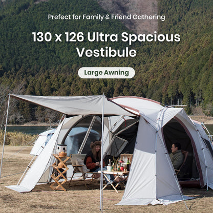 S'more Maroom & A Base Glamping Family Tent, Setup Tent with Screen Room