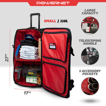 PowerNet Rolling Duffle Bag with Wheels & Handle, Baseball Travel Bag, Baseball Softball Bags for Catchers Gear, Travel Baseball Bags (Small| 110 L)