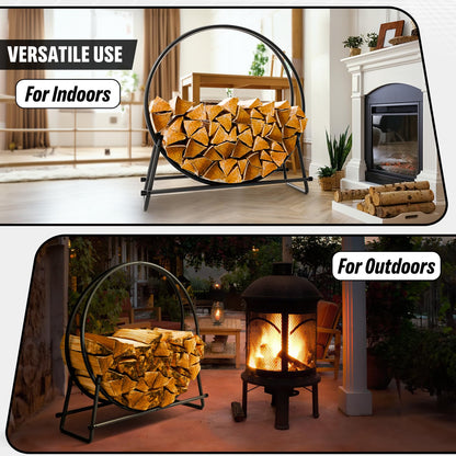 IDZO 41in Firewood Rack, 400lbs Load Capacity, Rust Resistant Steel, Black, Wood Storage