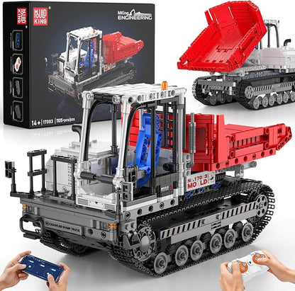 Mould King Technik Crawler Dump Truck Building Sets 17083 APP Programmable Construction Large Vehicle Model Set Track-Type Dump Truck Building Set for Adult(1105 Pcs)