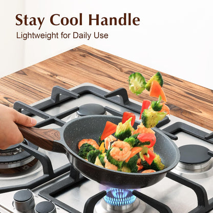 SENSARTE Nonstick Frying Pan - Healthy 8-Inch Omelet Skillet with Glass Lid | PFOA Free Cooking Pan