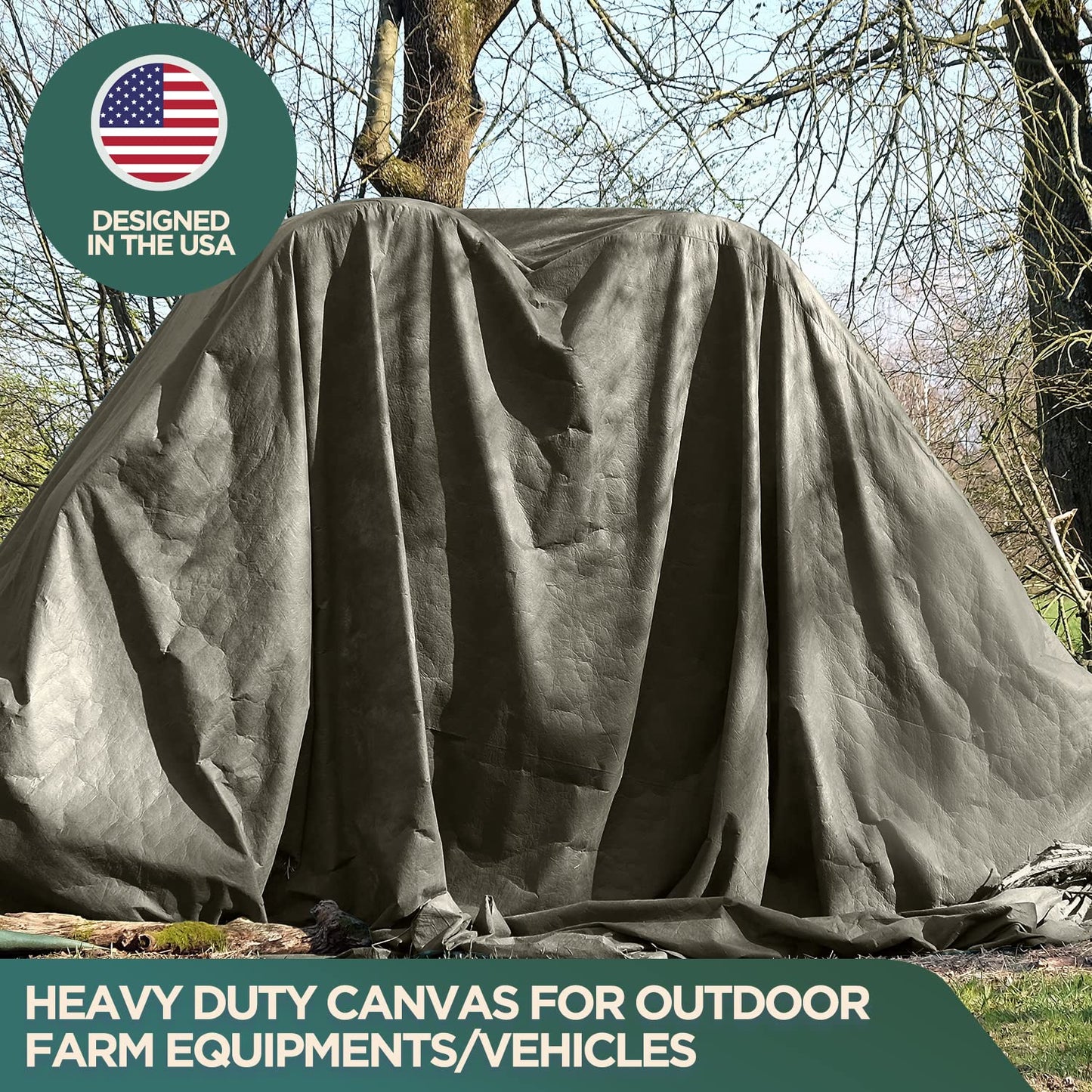 CCS Waterproof Canvas Tarp Cover (21oz) – Heavy Duty Duck Cloth, Waxed Canvas Tarpaulin with Rustproof Brass Grommets for Camping, Construction, Equipment & Outdoor Use (Olive Drab, 10x16 Ft)