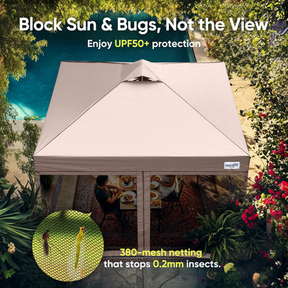 Quictent 10'x10' Pop up Screened Canopy Tent with Mosquito Netting, Portable Easy up Outdoor Screen House Shelter for Patio, Camping and Picnic, Includes Wheeled Carry Bag