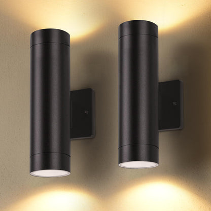 LUTEC Outdoor Wall Lights, 16W LED Up-Down Sconce, 3000K Waterproof, Black, Model 5500306012, 2 Pack