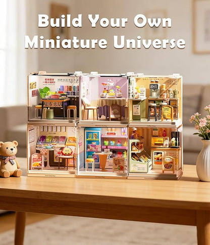 Miniature Ice Cream Shop Model Kit Small-Scale DIY Building Set with Tiny Furniture Highly Detailed Collectible for Adults &amp Craft Lovers Super Mini Series