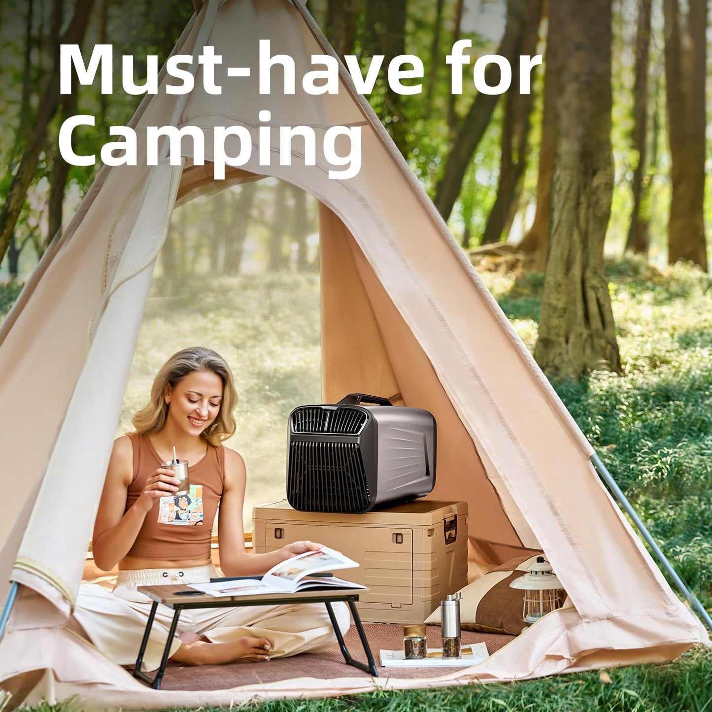 Outohome 5200 BTU Portable Tent Air Conditioner, Low Power 4-in-1 Portable AC Unit for Indoor & Outdoor Use, Fast Cooling Solution for Camping, RVs, Trucks, Vans, Cars, Small Warehouses and Pet Houses