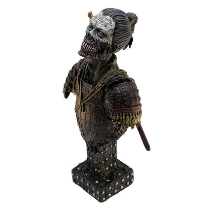LOOYAR Undead Samurai Zombie Resin Bust Statue for Home Office Decor (Red)