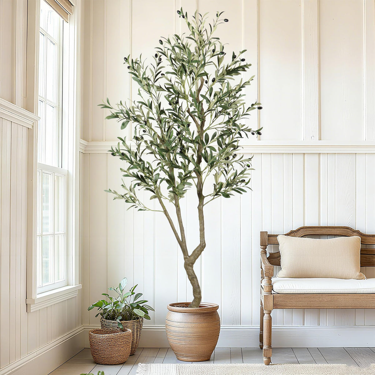 Celestdeco 6.1ft Artificial Olive Tree, Faux Olive Tree with Lifelike Fruits, 72 in Fake Olive Tree with Sturdy Plastic Nursery Pot, Artificial Plants for Office Home Living Room Indoor Outdoor Decor