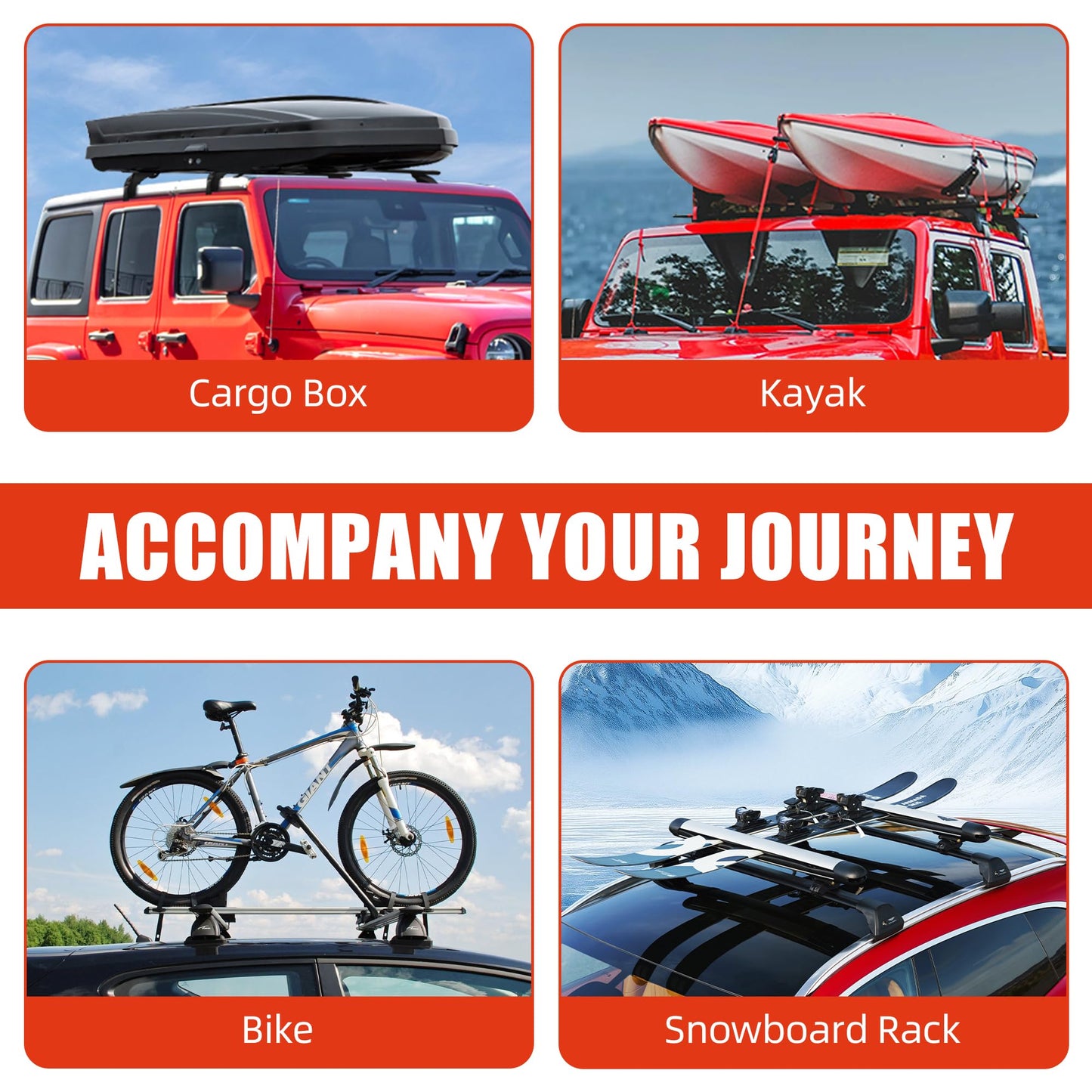 Roof Rack Cross Bars for 2007-2026 Jeep Wrangler JK JL/Gladiator JT 396lbs Lockable Roof Rails Crossbars Anti-Theft Roof Rackfor Cargoes, Bicycles, Kayaks, Luggage Racks, Suitcases, Canoes